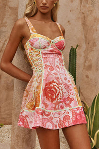 Sienna Floral Corset Square Neck Mini Dress