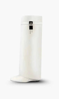 Sienna Modern Padlock Fold-Over Knee-High Boots