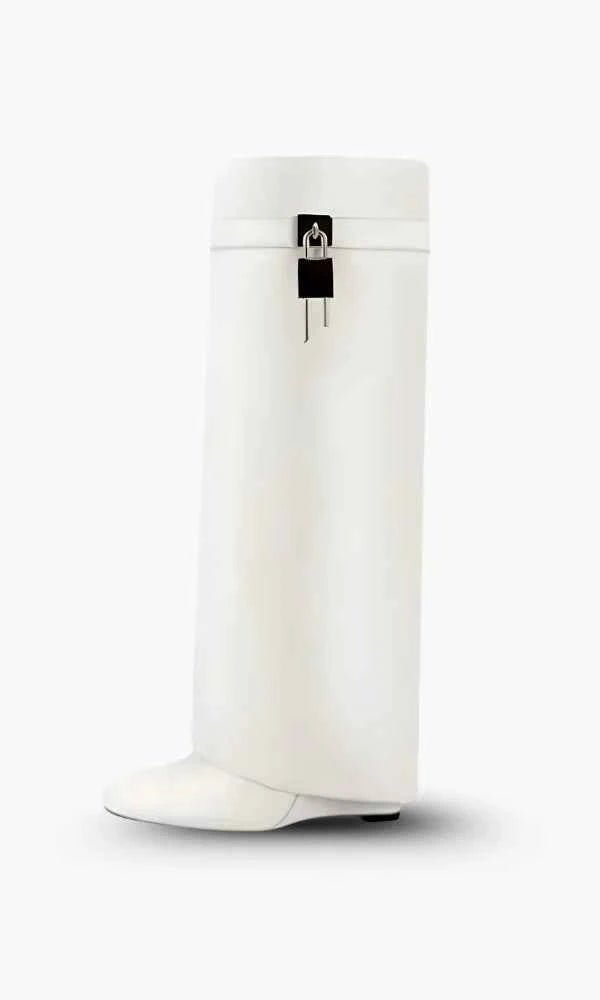 Sienna Modern Padlock Fold-Over Knee-High Boots
