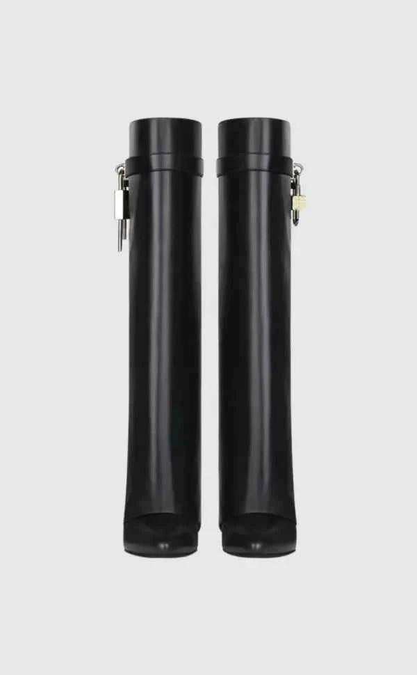 Sienna Modern Padlock Fold-Over Knee-High Boots
