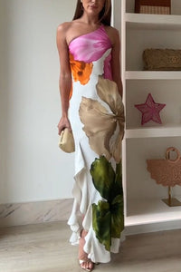Sienna One-Shoulder Floral Asymmetric Maxi Dress