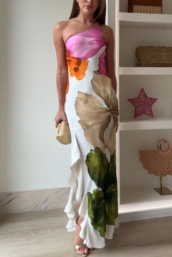 Sienna One-Shoulder Floral Asymmetric Maxi Dress