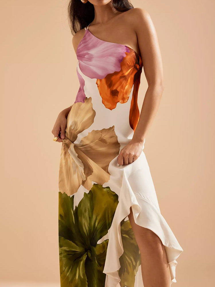 Sienna One-Shoulder Floral Asymmetric Maxi Dress