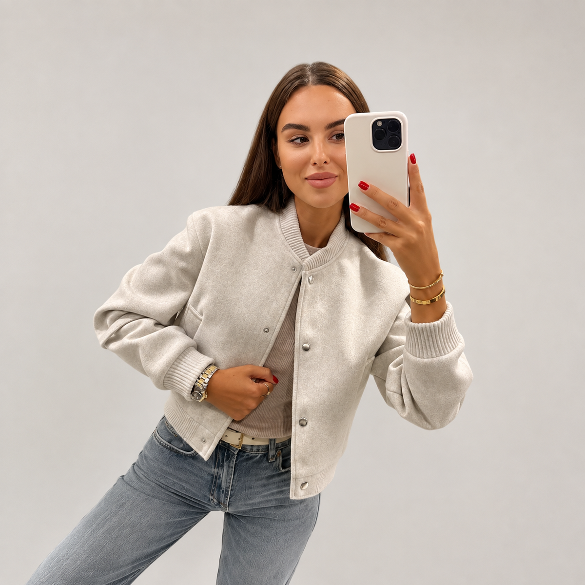 Sienna Oversized Wool-Blend Bomber Jacket