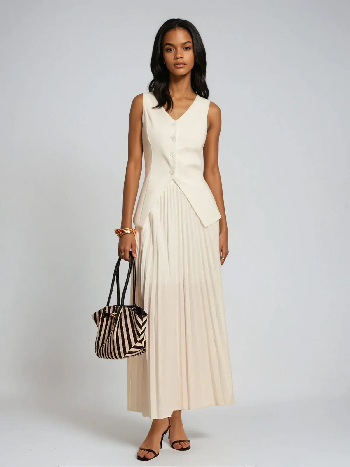 Sienna Vest & Pleated Maxi Skirt Set