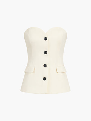 Solid Tube Top With Wide Leg Pants Set 3