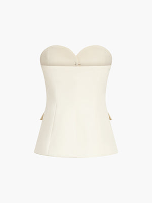 Solid Tube Top With Wide Leg Pants Set 4