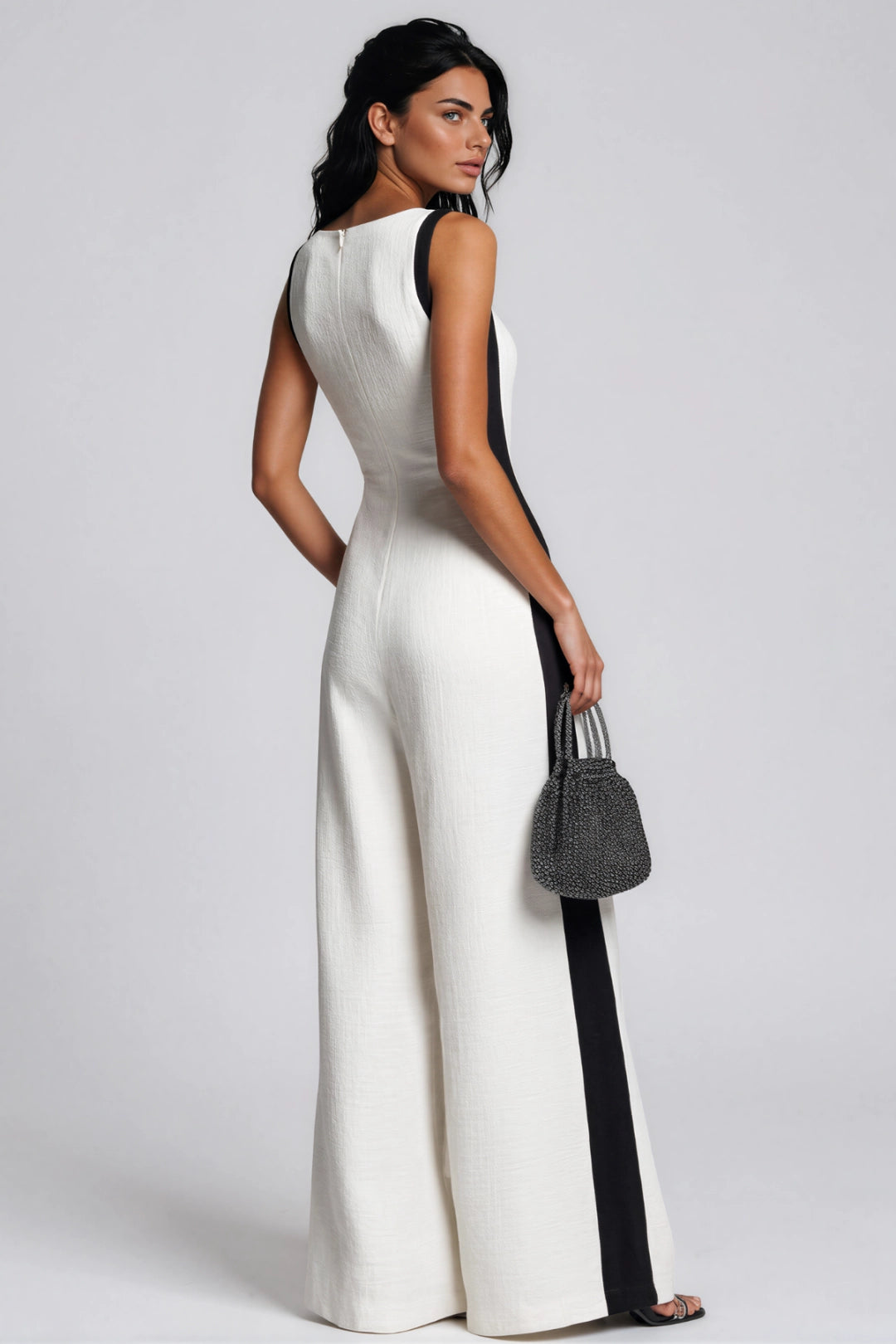 Soline Plunge Colorblock Wide-Leg Jumpsuit