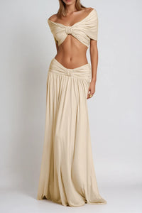 Solvèra Off-Shoulder Twist Maxi Skirt Set