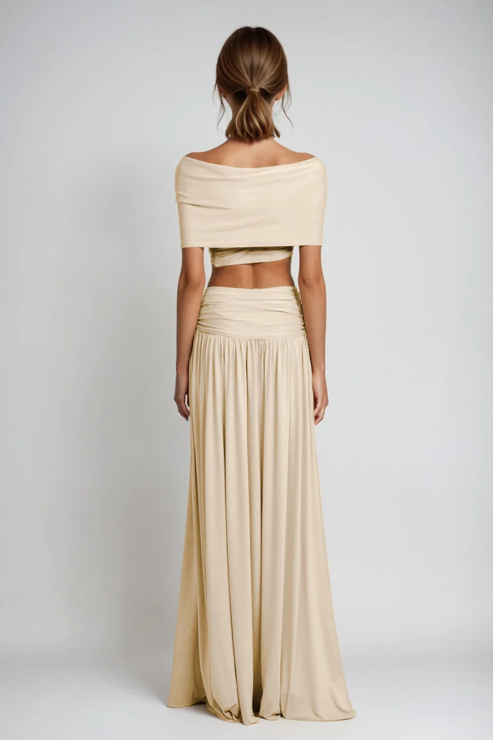 Solvèra Off-Shoulder Twist Maxi Skirt Set
