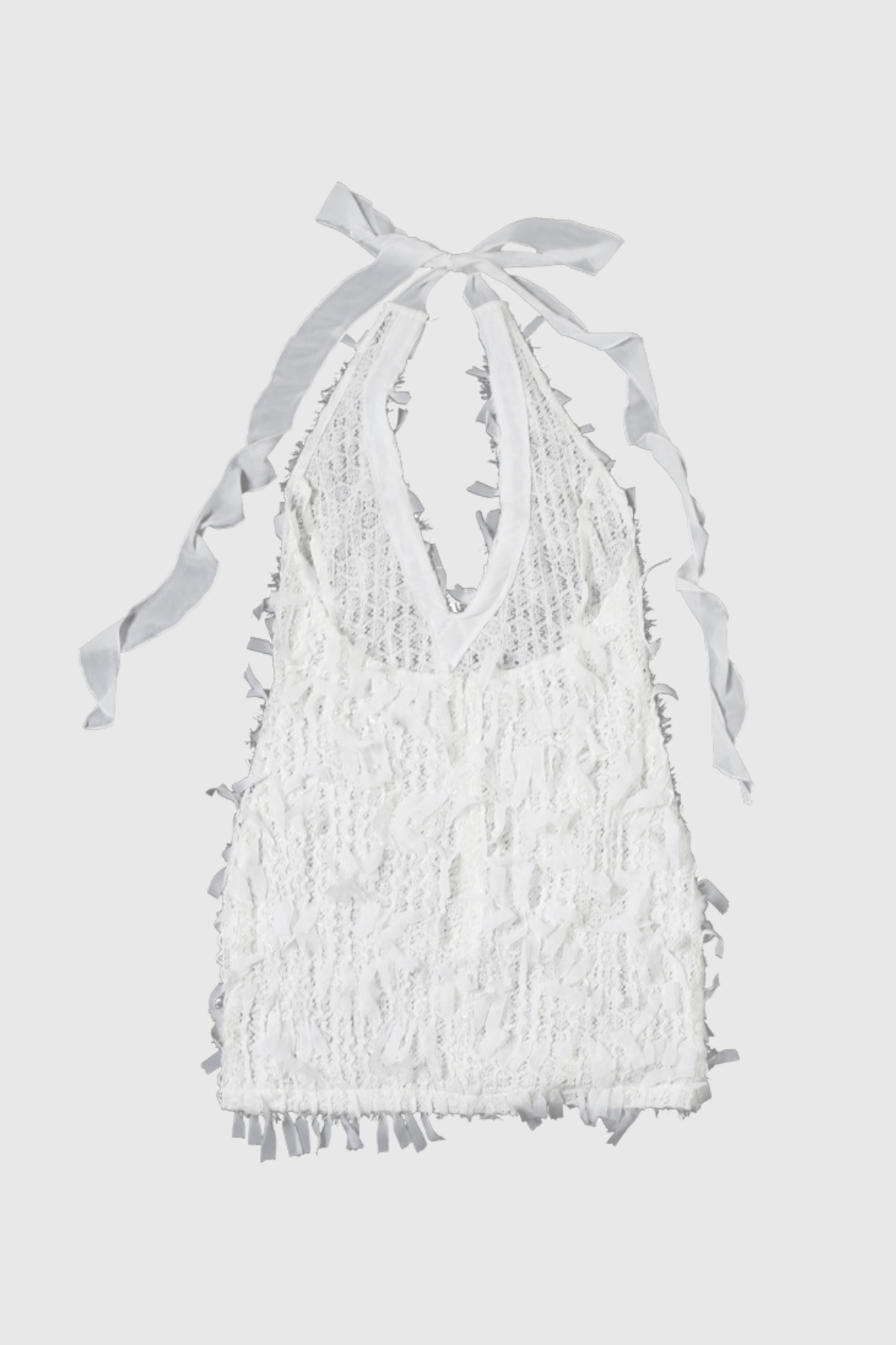 Sophia Glam Fringe Halter Mini Dress