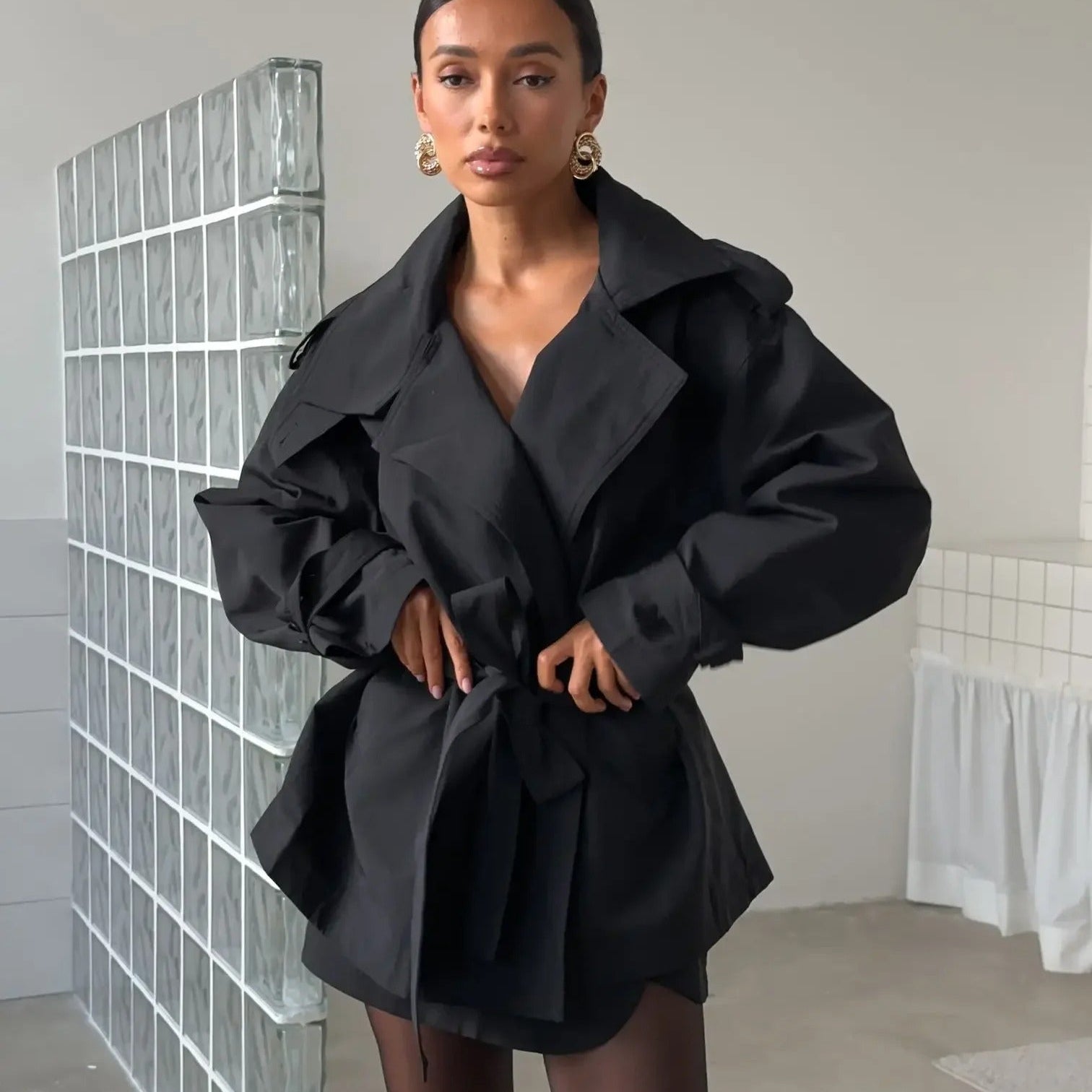 Sorelle Modern Cropped Trench Coat