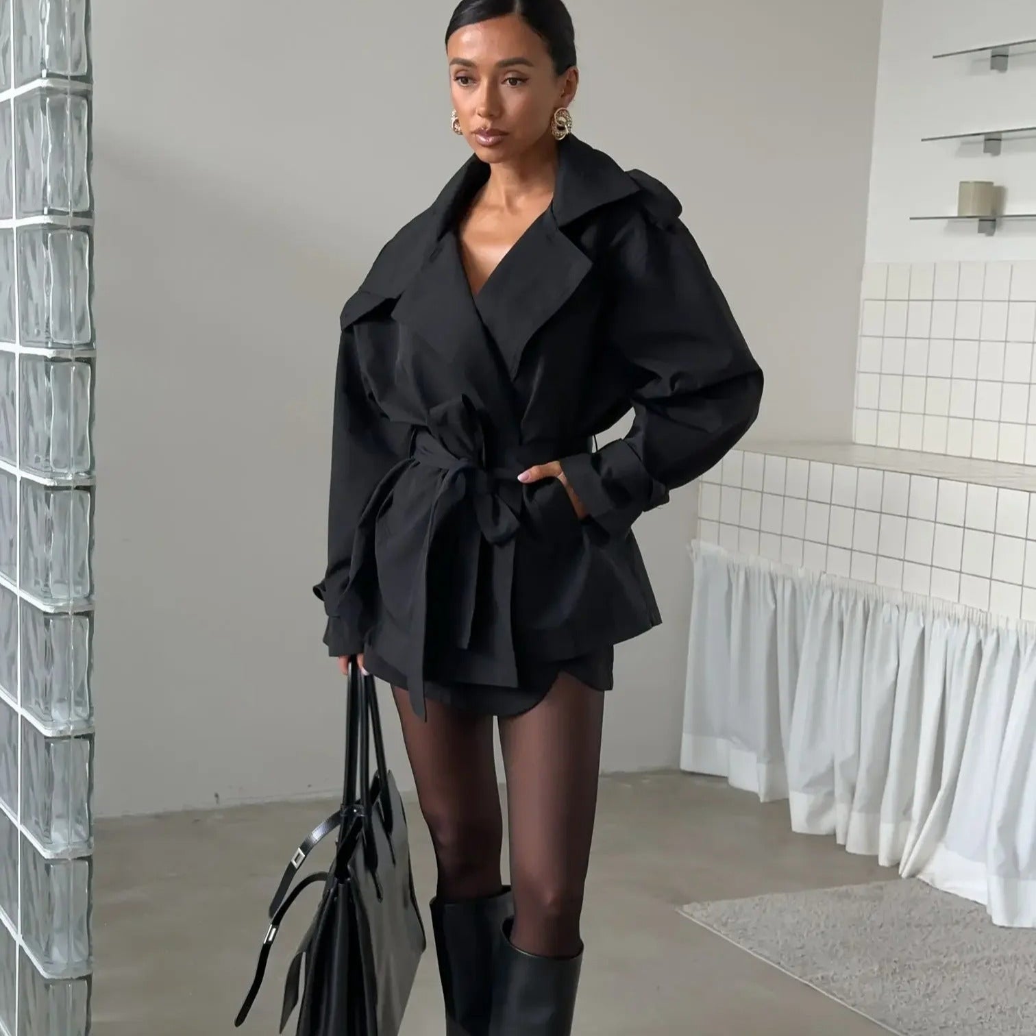 Sorelle Modern Cropped Trench Coat