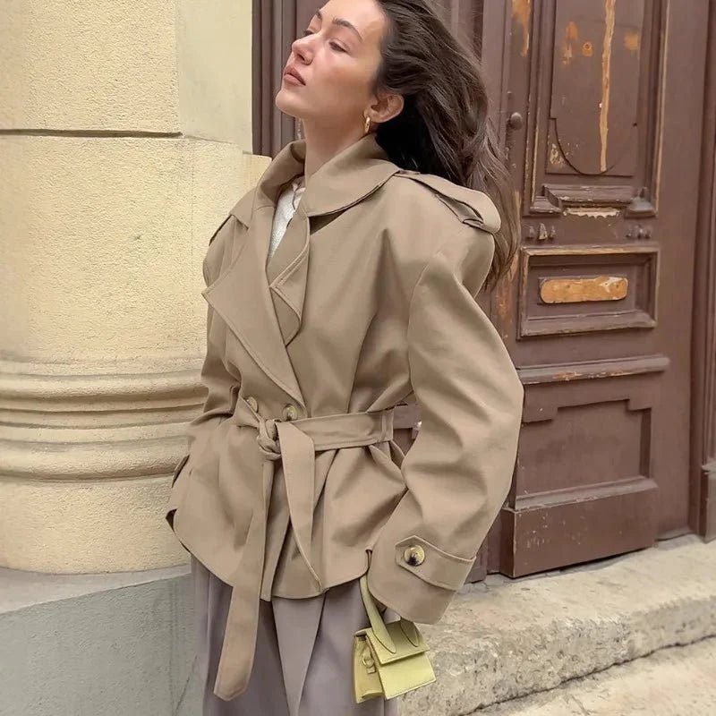 Sorelle Modern Cropped Trench Coat
