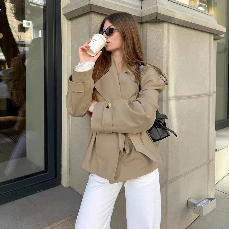 Sorelle Modern Cropped Trench Coat
