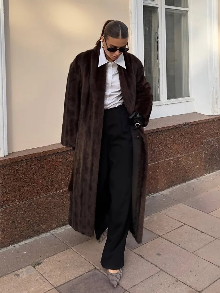 Vespera Long Plush Faux-Fur Coat