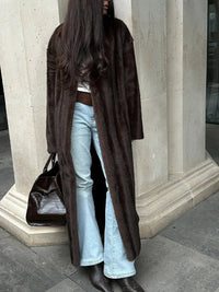 Vespera Long Plush Faux-Fur Coat