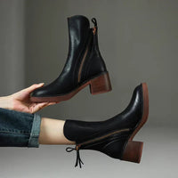 Tahlia Faux Leather Block-Heel Ankle Boots