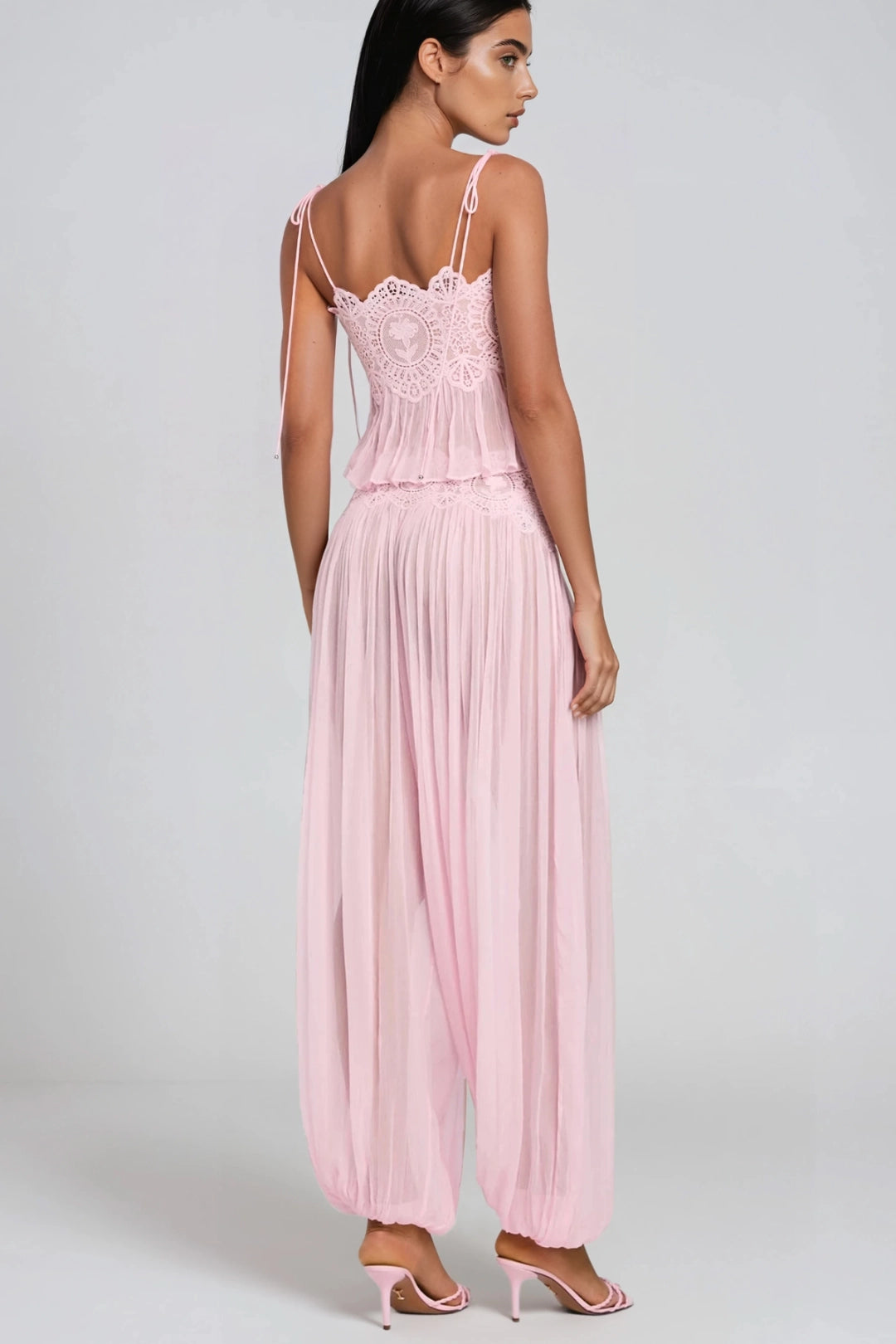 Thalia Lace-Trimmed Ruched Camisole & Harem Pants Set