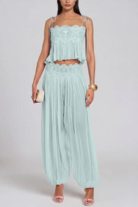 Thalia Lace-Trimmed Ruched Camisole & Harem Pants Set