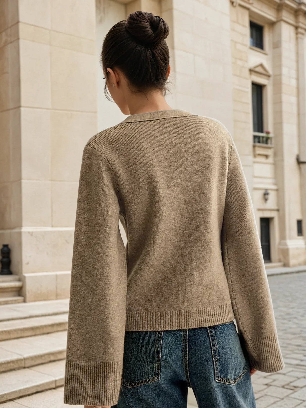 Elara V-Neck Buttoned Knit Cardigan