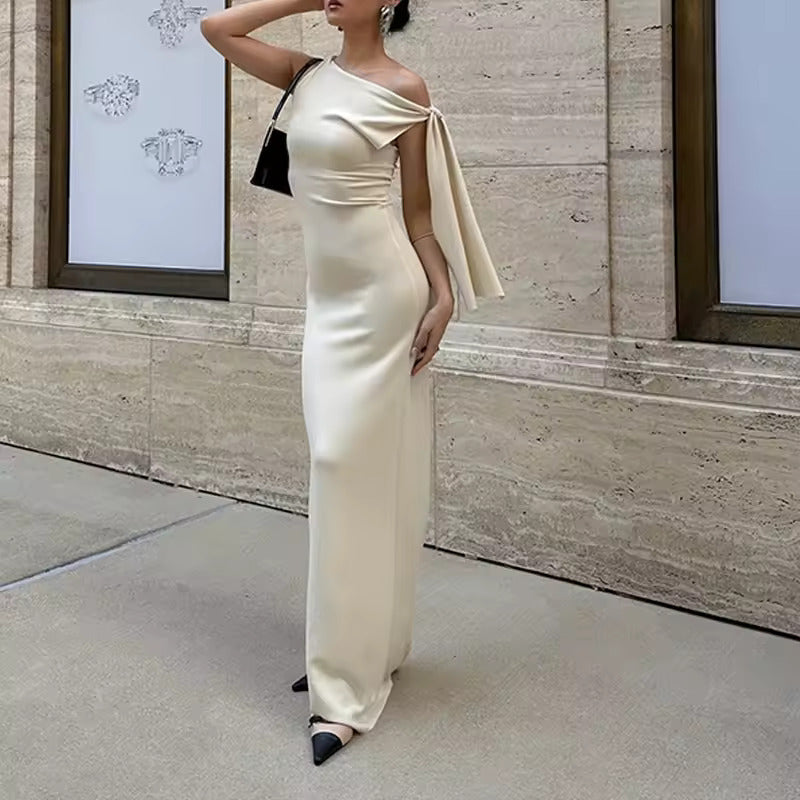 Valencia Knotted Shoulder Evening Maxi Dress