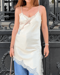 Valencia Lace Trim Satin Midi Dress