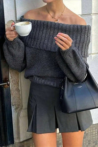 Valencia Off-Shoulder Ribbed Knit Sweater