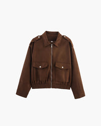 Valentina Cropped Suede Bomber Jacket