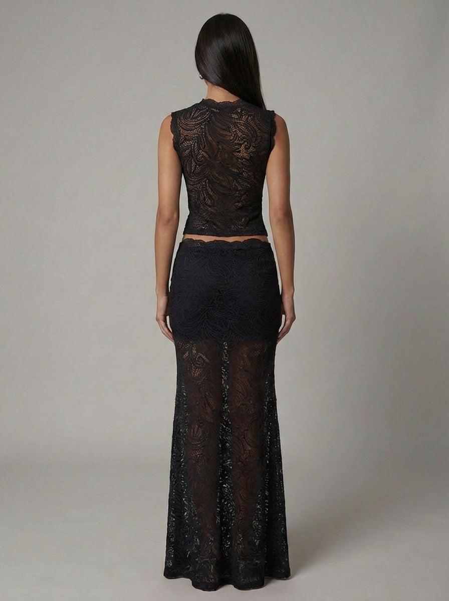Valentina Elegant Lace Maxi Skirt Two-Piece