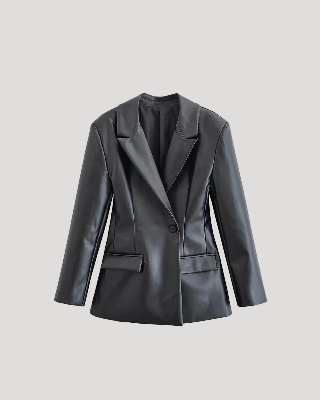 Valentina Structured Faux Leather Tailored Blazer