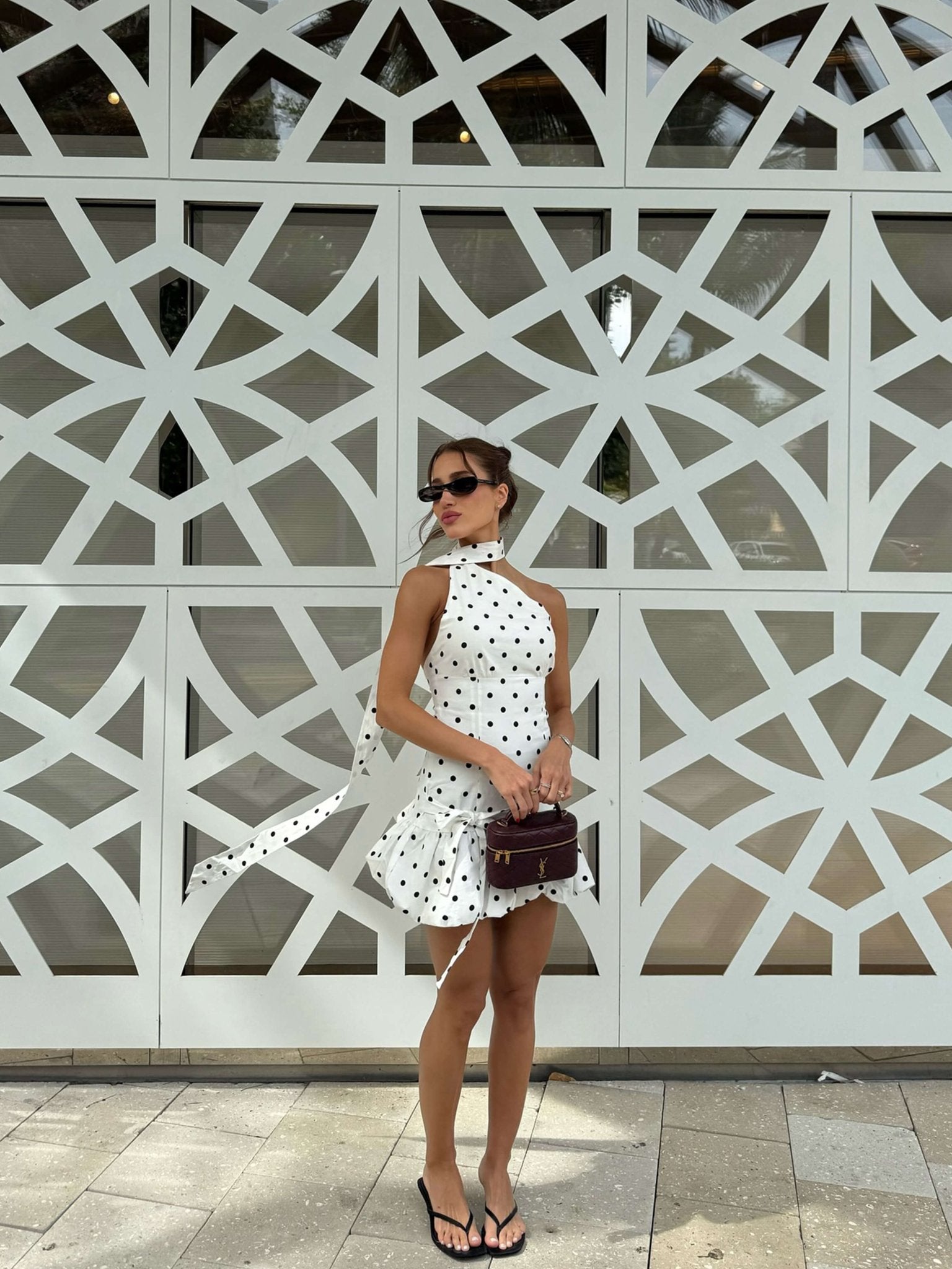 Valerie One-Shoulder Polka Dot Mini Dress