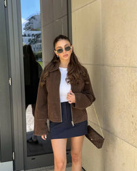 Valerie Oversized Suede Zip Jacket