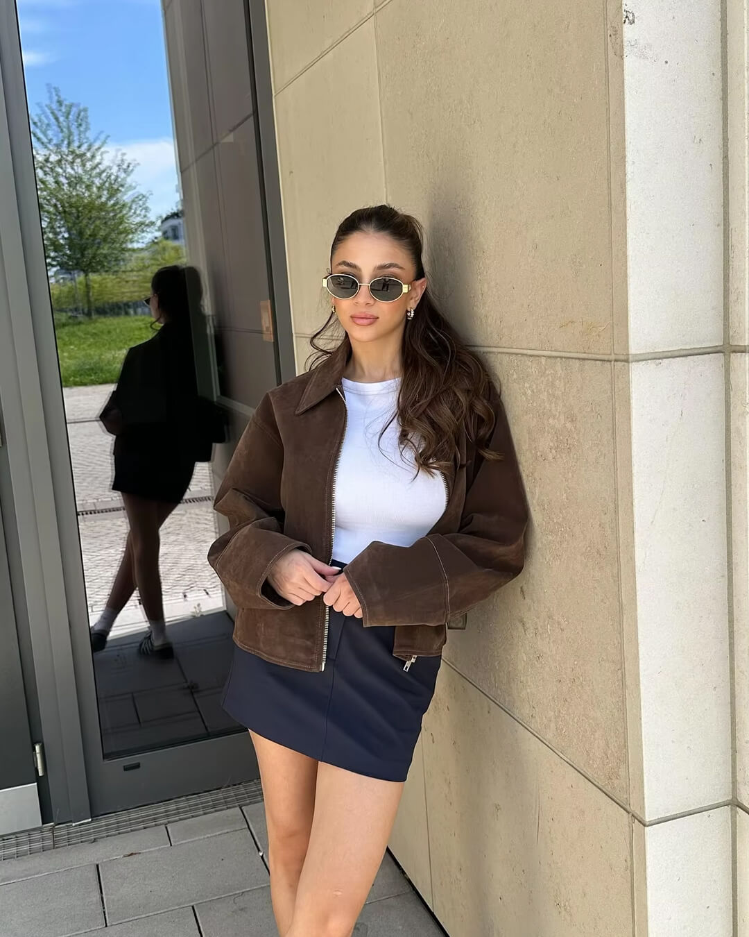 Valerie Oversized Suede Zip Jacket