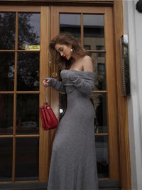 Valerienne Off-Shoulder Ribbed Maxi Dress