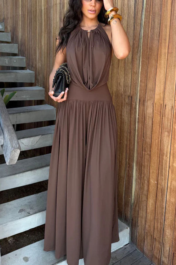 Valerisse Draped Halter Maxi Dress