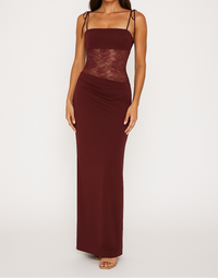 Valerisse Lace Panel Evening Maxi Dress