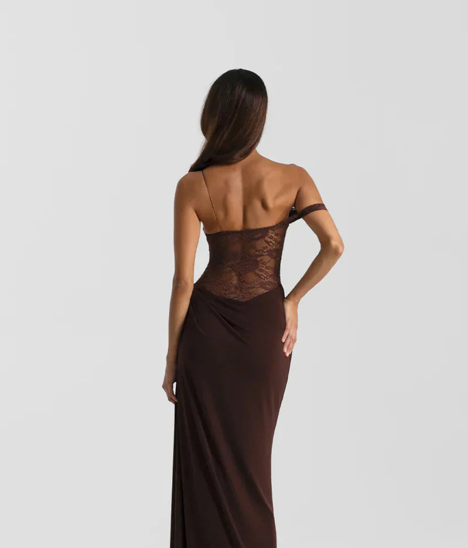Valerisse Off-Shoulder Lace Evening Maxi Dress