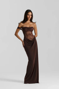 Valerisse Off-Shoulder Lace Evening Maxi Dress