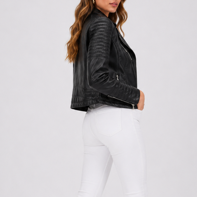 Valerisse Quilted Biker Leather Jacket