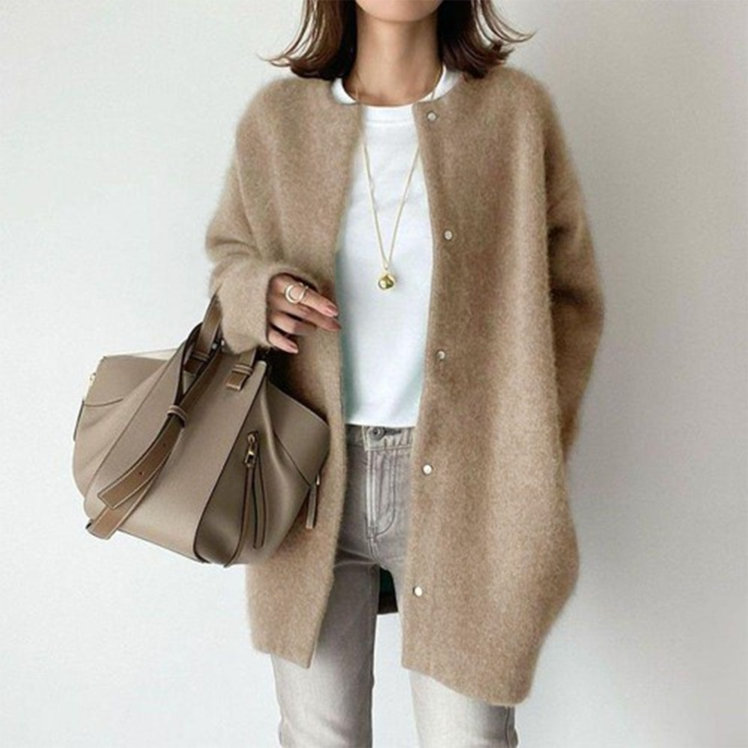 Vesper Fluffy Snap-Front Longline Cardigan