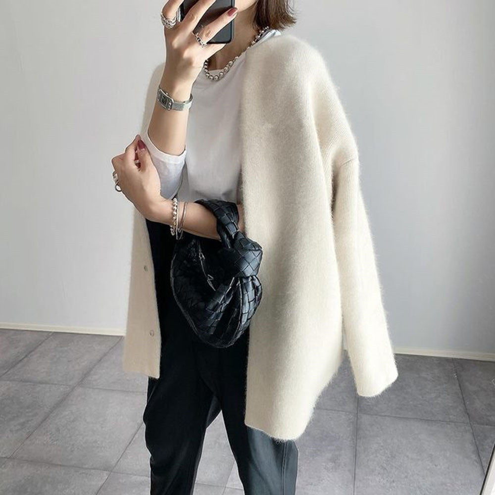 Vesper Fluffy Snap-Front Longline Cardigan