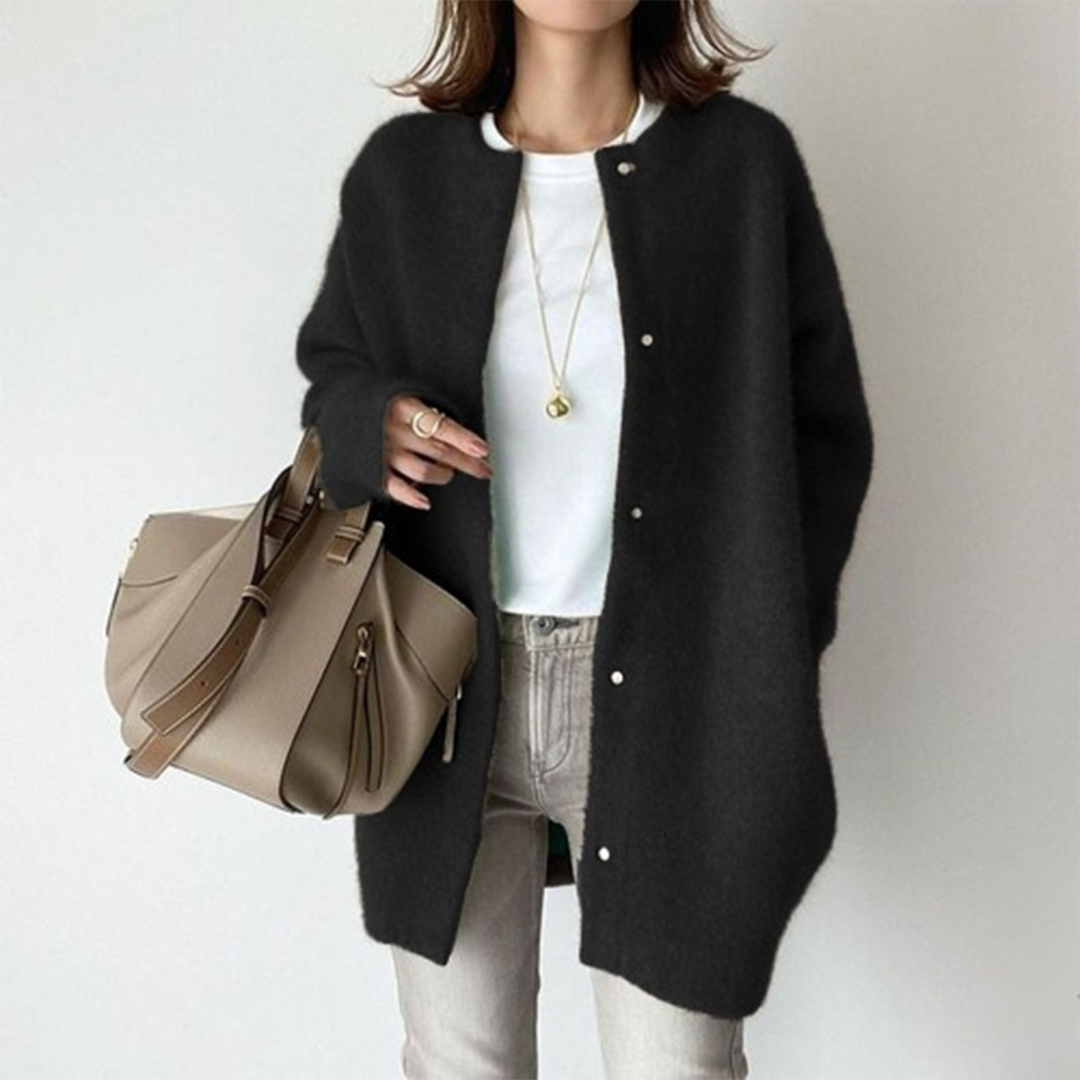 Vesper Fluffy Snap-Front Longline Cardigan