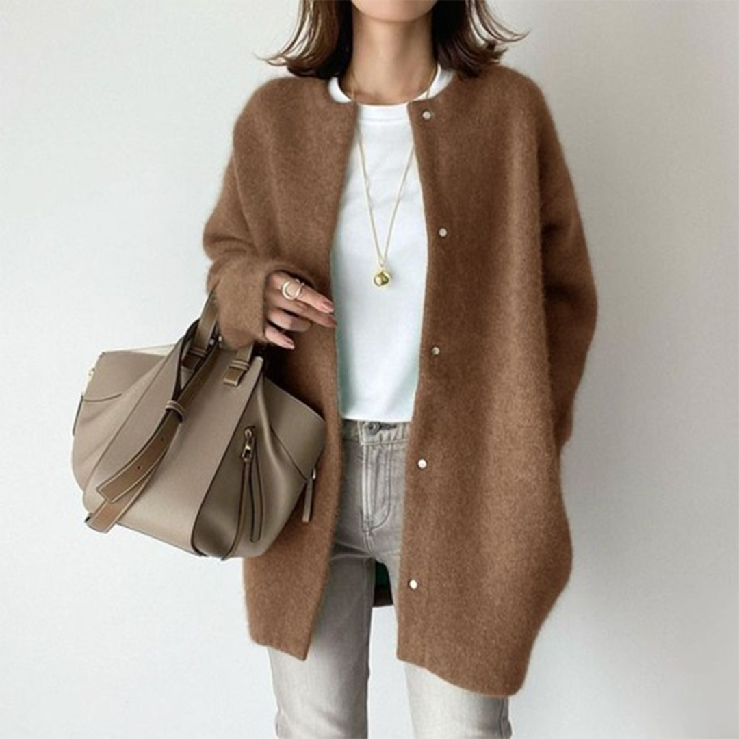 Vesper Fluffy Snap-Front Longline Cardigan