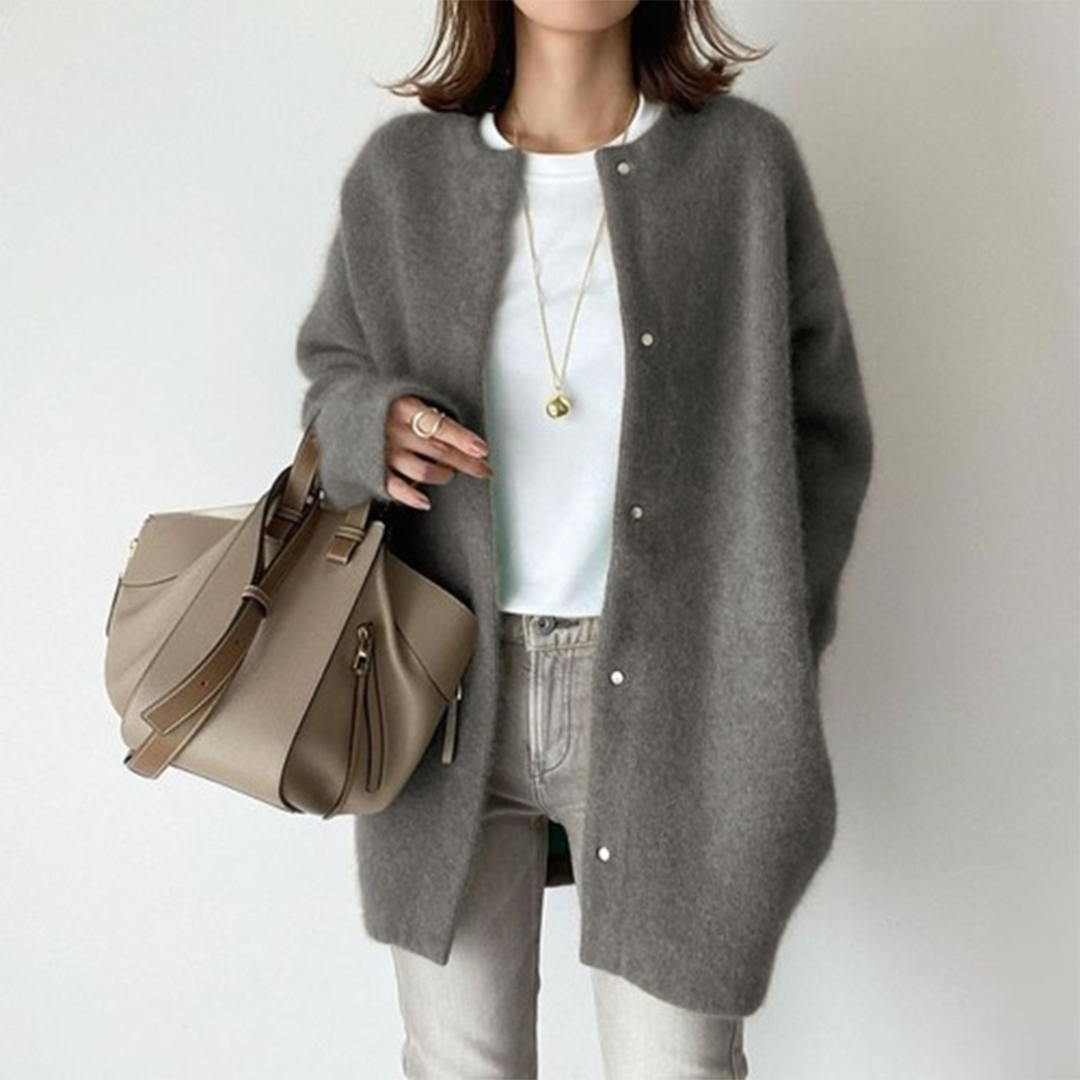 Vesper Fluffy Snap-Front Longline Cardigan
