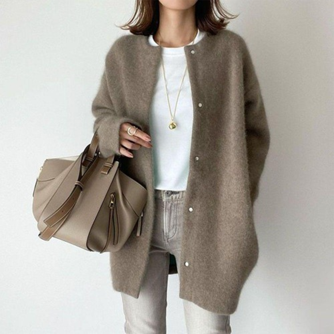 Vesper Fluffy Snap-Front Longline Cardigan