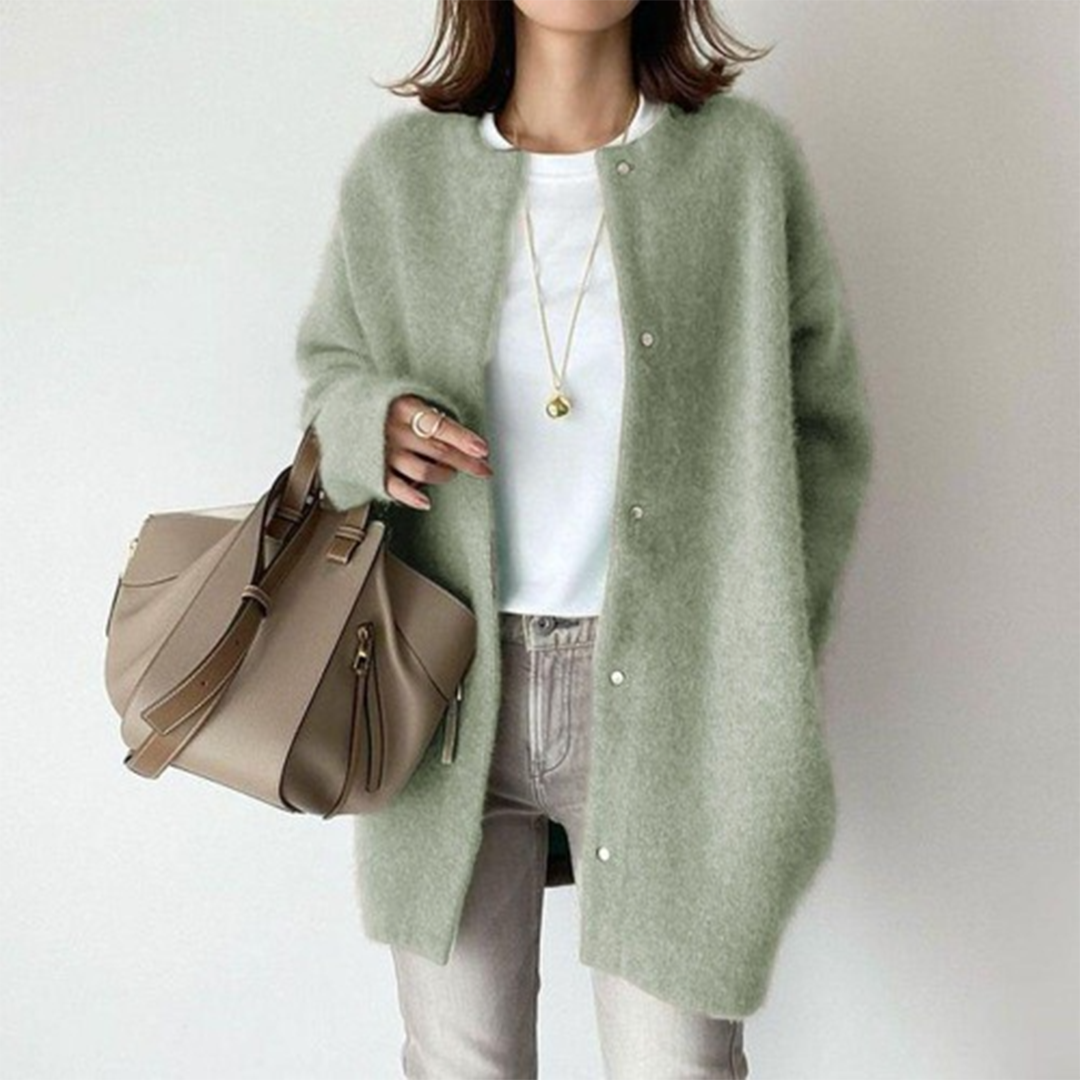 Vesper Fluffy Snap-Front Longline Cardigan