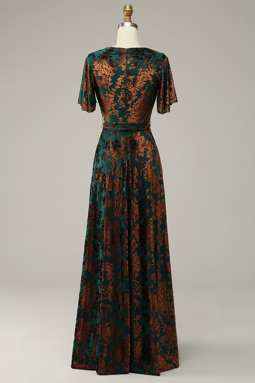 Vespera Burnout Velvet Wrap Maxi Dress