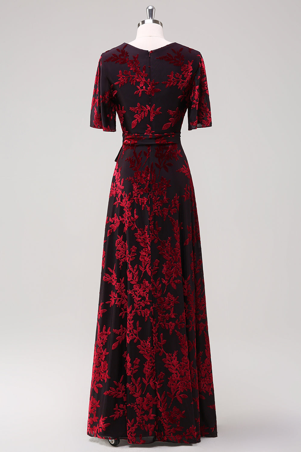 Vespera Burnout Velvet Wrap Maxi Dress