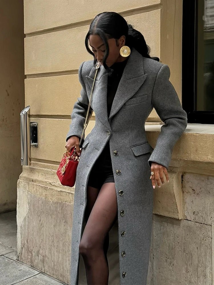Vespera Cinched-Waist Wool Maxi Coat